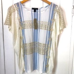 J Crew Golden Thread Embroidery Top
